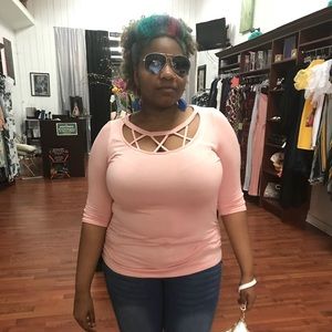 Pink cross chest Top